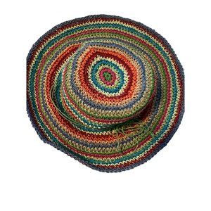 Jacobson Multi-Color Floppy Womens Straw Hat Ratafia Tie JHats One Size
